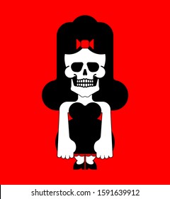 Girl skull isolated. Female skeleton head. vector illustration