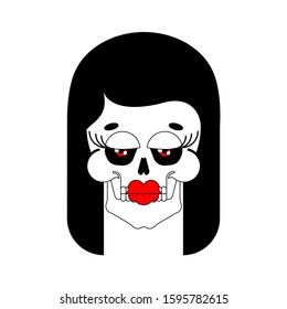 Girl skull isolated. Female skeleton head. vector illustration