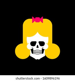 Girl skull isolated. Female skeleton head. vector illustration
