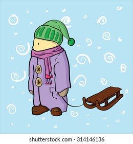Girl with sled