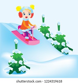 girl sled winter