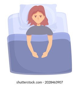 Girl sleep problem icon cartoon vector. Tired woman. Female insomnia