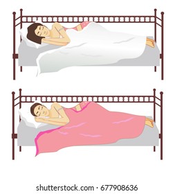 The girl is sleeping in bed