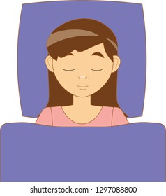 A girl sleeping in bed (isolated, in vector)