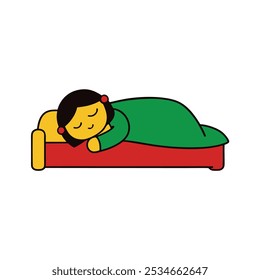 a girl is sleeping cartoon character