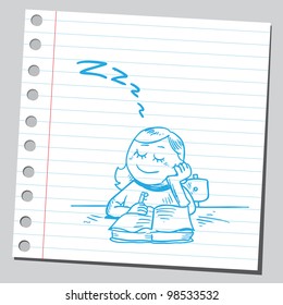 Girl sleeping in a classroom