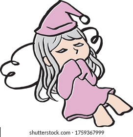Girl sleeping with clouds as pillows