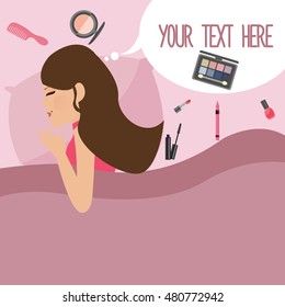girl sleeping cosmetics make up template your text here