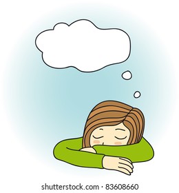 girl is sleeping laying her head on hands