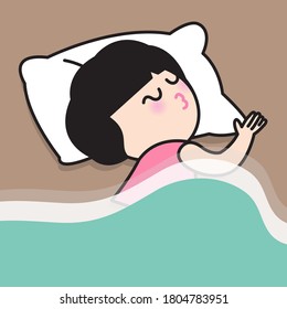 Girl Sleeping On The Beach Concept Card. Character illustration