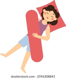 Girl Sleeping Pose Character. Evening Relaxation. Flat Vector Illustration.