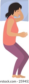 Girl Sleeping Pose Illustration Isolated on White Background. Flat Vector Graphic