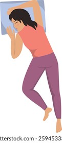 Girl Sleeping Pose Illustration Isolated on White Background. Flat Vector Graphic