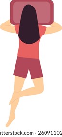 Girl Sleeping Position on the Pillow. Flat Cartoon Vector Illustration.