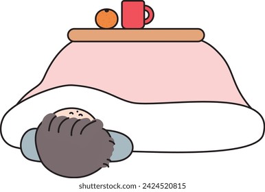 girl sleeping under a kotatsu