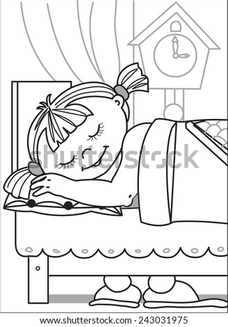 Google Girl Waking Up In Bed Coloring Page - Coloring Pages