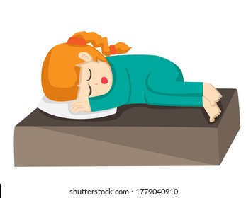 girl sleepy on  bed  his and Vector picture