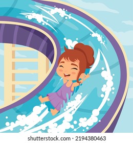 girl in slide water park scene