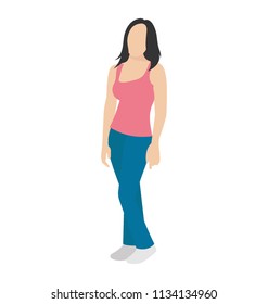 
Girl in slip and jeans with untied hairs pictoring gym girl 
