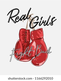 girl slogan with boxer glove illustration