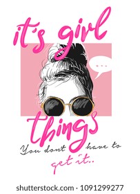 Girl Slogan With Girl Illustration