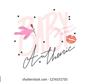 Girl slogan for t shirt. Modern beautiful print for girls. Vector illustration. Creative typography slogan design. 