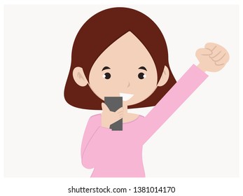 girl with smart phone vector