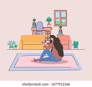 Girl with smartphone at home design, Youth culture people cool person human profile and user theme Vector illustration