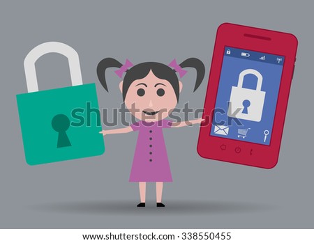 girl with smartphone safe