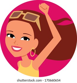 Girl Smiling with Arms Up