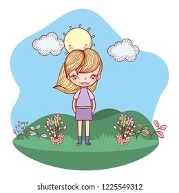 girl smiling outdoors cartoon