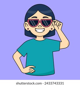 Girl smiling with short hair, holding sunglasses. Feels more confident