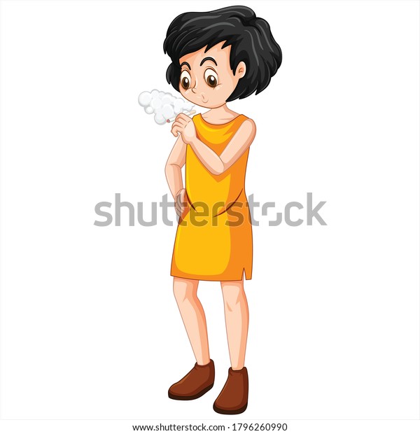 Girl Smokes Cartoon Vector Art Illustration Stock Vector (Royalty Free ...