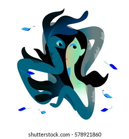 girl and snake abstract vector illustration