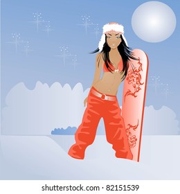 Girl with the snowboard