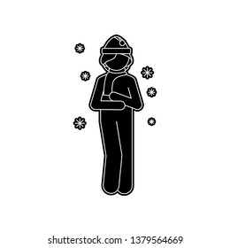 girl and snowfall icon. Element of Winter for mobile concept and web apps icon. Glyph, flat icon for website design and development, app development
