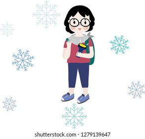 a girl and snowflake