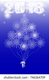 Girl and snowflakes. Christmas and New Year greeting card. Vector illustration.