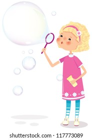 Girl with soap bubbles