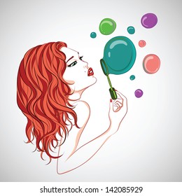 girl and soap bubbles
