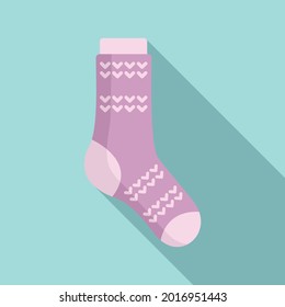 Girl sock icon flat vector. Cute pair line. Sport sock