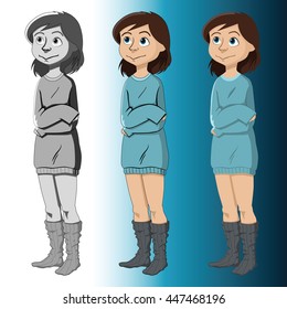 Girl in socks and a sweater