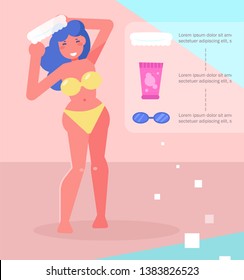 Girl in Solarium Vector. Cartoon. Isolated art