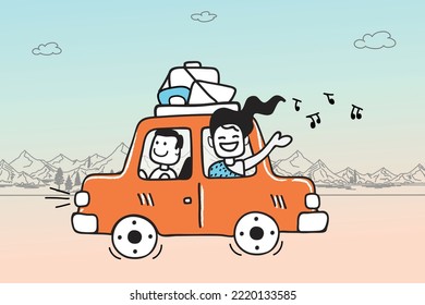 The girl solo traveler in the car.