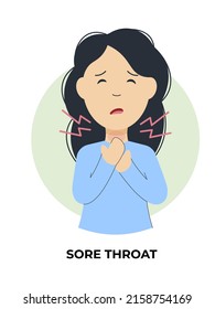 Girl Sore Throat Flu Symptoms Information Stock Vector (Royalty Free ...