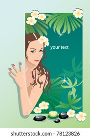 Girl with spa elements (portrait frame)