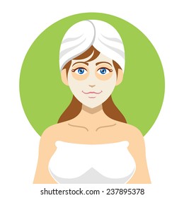 Girl spa. Vector flat illustration
