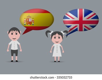 girl speaking english and spanish speaking child