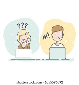 Girl speaking with operator