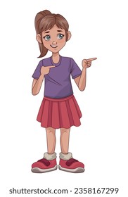 girl speaking and pointing icon isolated